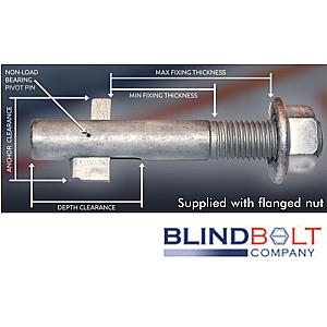 M12 X 120mm Blind Bolt Hot Dipped Galvanised 30 85mm Grip Range 13mm 