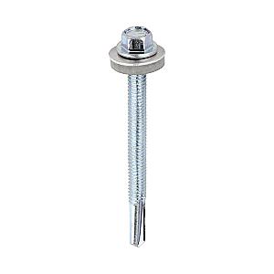5.5 x 65mm (5/16" Hexagon Head) Self Drill Screws, Metal to Metal, Bright Zinc Plated For Steel 4-12.5mm Thickness with 16mm EPDM Washer ZH65W16B