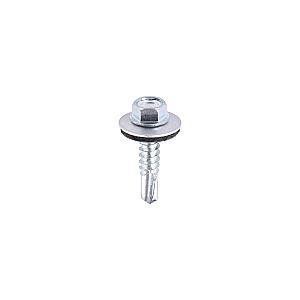 5.5 x 25mm (5/16" Hexagon Head) Self Drill Screws, Metal to Metal, Bright Zinc Plated For Steel 1.2-4mm Thickness with 16mm EPDM Washer ZL25W16