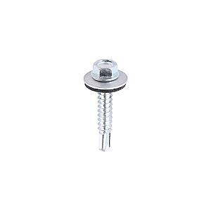 5.5 x 32mm (5/16" Hexagon Head) Self Drill Screws, Metal to Metal, Bright Zinc Plated For Steel 1.2-4mm Thickness with 16mm EPDM Washer ZL32W16