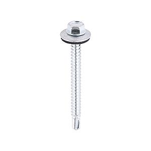 5.5 x 60mm (5/16" Hexagon Head) Self Drill Screws, Metal to Metal, Bright Zinc Plated For Steel 1.2-4mm Thickness with 16mm EPDM Washer ZL60W16