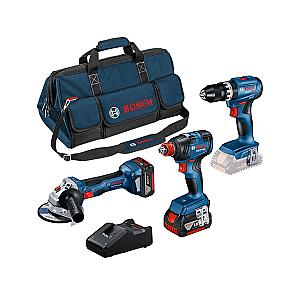 Bosch 18V 3 Piece Kit GSB 18V-45, GDX 18V-7, GWS 18-7 & 2 x 5.0ah Batteries In Bag