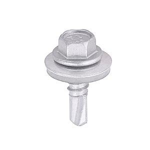 5.5 x 19 Timco Hex Self Drill Screws with 16mm bonded washer, Ruspert Silver Plated, for 1.2 - 4.0mm steel thickness L19W16B