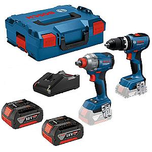 Bosch GSB 18V-65 Combi Drill & GDX 18V-285 Impact Driver / Wrench With 2 x 4.0ah Batteries In L-Boxx 0615A5008E