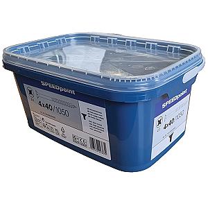 Speedpoint by Spax 4.0 x 40mm Countersunk Pozi Woodscrews, Bright Zinc Plated, Tub of 1050