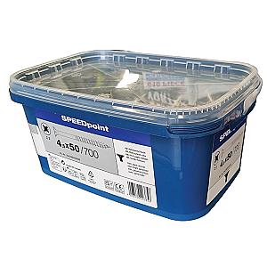 Speedpoint by Spax 4.5 x 50mm Countersunk Pozi Woodscrews, Bright Zinc Plated, Tub of 700