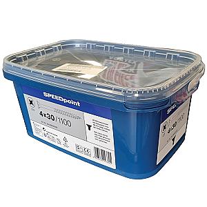 Speedpoint by Spax 4.0 x 30mm Countersunk Pozi Woodscrews, Bright Zinc Plated, Tub of 1100