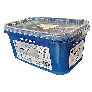 Speedpoint by Spax 4.0 x 50mm Countersunk Pozi Woodscrews, Bright Zinc Plated, Tub of 925