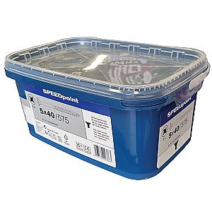 Speedpoint by Spax 5.0 x 40mm Countersunk Pozi Woodscrews, Bright Zinc Plated, Tub of 575