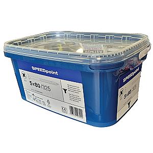 Speedpoint by Spax 5.0 x 80mm Countersunk Pozi Woodscrews, Bright Zinc Plated, Tub of 325