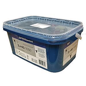 Speedpoint by Spax 3.5 x 40mm Countersunk Pozi Woodscrews, Bright Zinc Plated, Tub of 1050