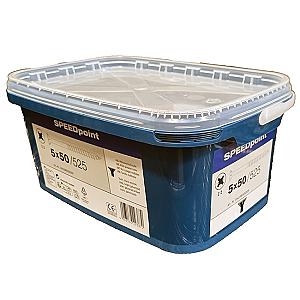 Speedpoint by Spax 5.0 x 50mm Countersunk Pozi Woodscrews, Bright Zinc Plated, Tub of 525