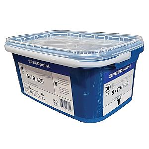 Speedpoint by Spax 5.0 x 70mm Countersunk Pozi Woodscrews, Bright Zinc Plated, Tub of 400