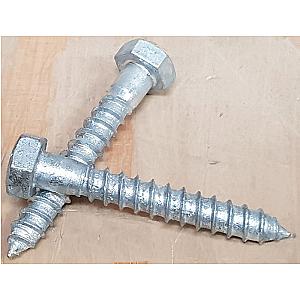 M16 x 75 Mild Steel Hexagon Head Coach Screw Galvanised, DIN 571