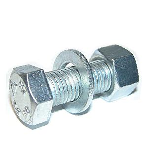 M12 x 60 Hexagon Head Set, Nut & Washer (Assembled Bolt) Grade 8.8 Bright Zinc Plated. CE Approved BS/EN15048