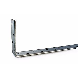Heavy 600mm overall length, bent at 150mm Galvanised Builders Restraint Strap, 30mm Wide x 4mm Thick, 6mm holes