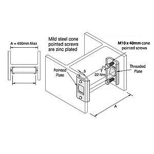 3087 Two Piece Clamp Set & Cone Screws 41x41, Unistrut compatible, galvanised. SOLD IN PAIRS