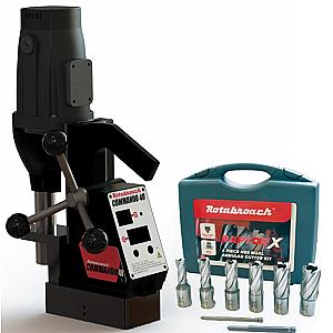 Rotabroach Commando 40/50 1100W Magnetic Drilling Machine 240V (Panther Alternative) with chuck, adaptor & free 6 piece HSS cutter set worth £60