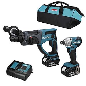 Makita DHR202Z SDS Hammer +DTD156Z Impact Drill Kit with 2 x 5.0Ah batteries in Bag