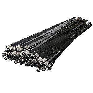 200 x 7.9 Black Coated Stainless Steel Cable Ties (Pack of 100)