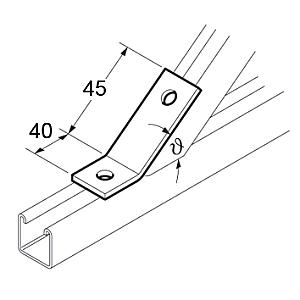 SB521 22 1/2 Degree Obuse Angle Brackets, Unistrut compatible, galvanised