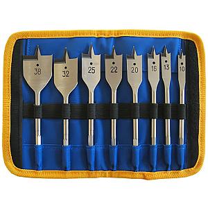 8 Piece Flat Spade Wood Bit Set in Storage Pouch (10, 13, 16, 20, 22, 25, 32 & 38mm) FBS08